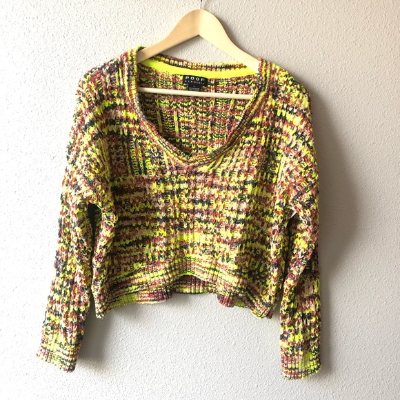 Poof! Sweaters - Poof New York NWOT Cropped Neon Knit Sweater Sz L